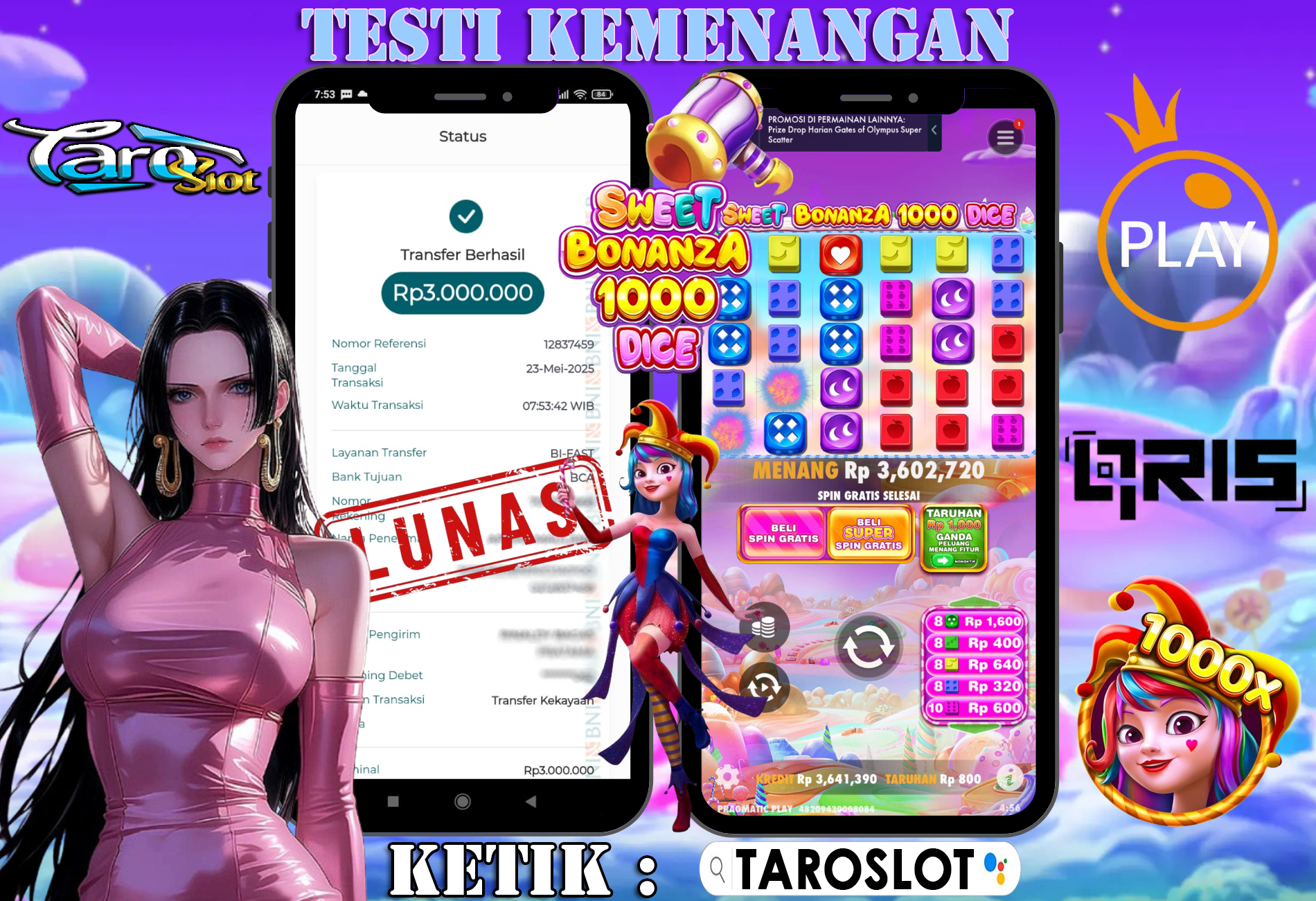 TAROSLOT : Bukti Kemenangan Bonanza 1000 Dice