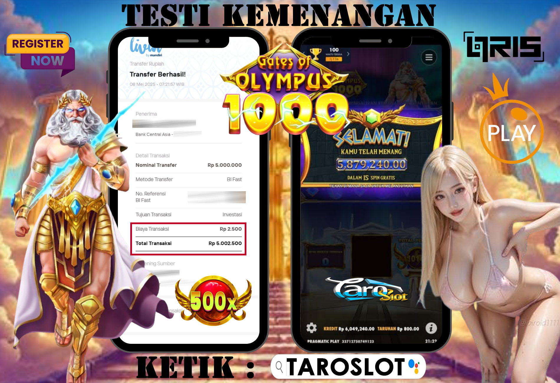 TAROSLOT : Bukti Kemenangan Gates Of Olympus 1000