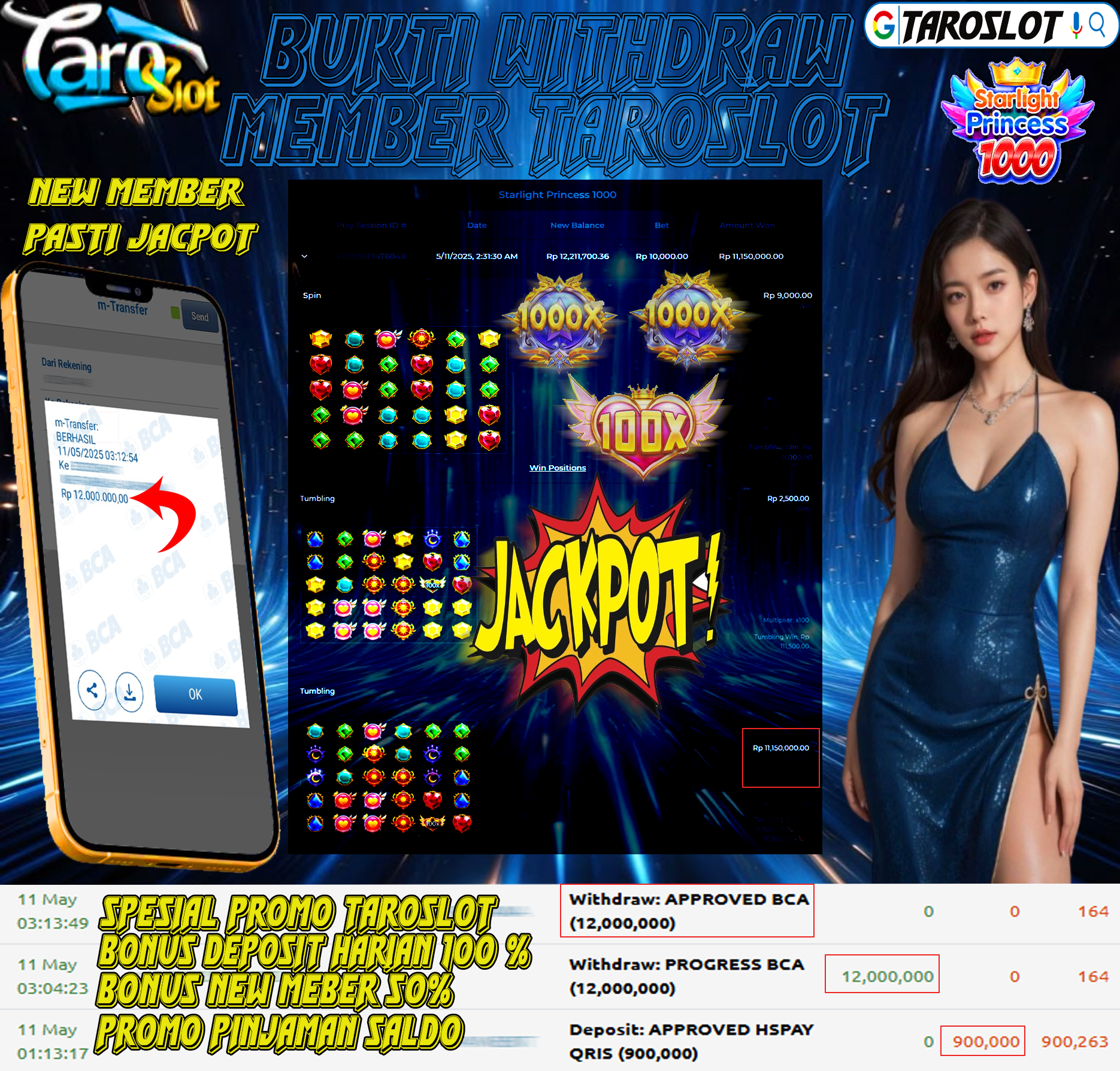 TAROSLOT: Bukti Kemenangan Member Starlight Princess 1000