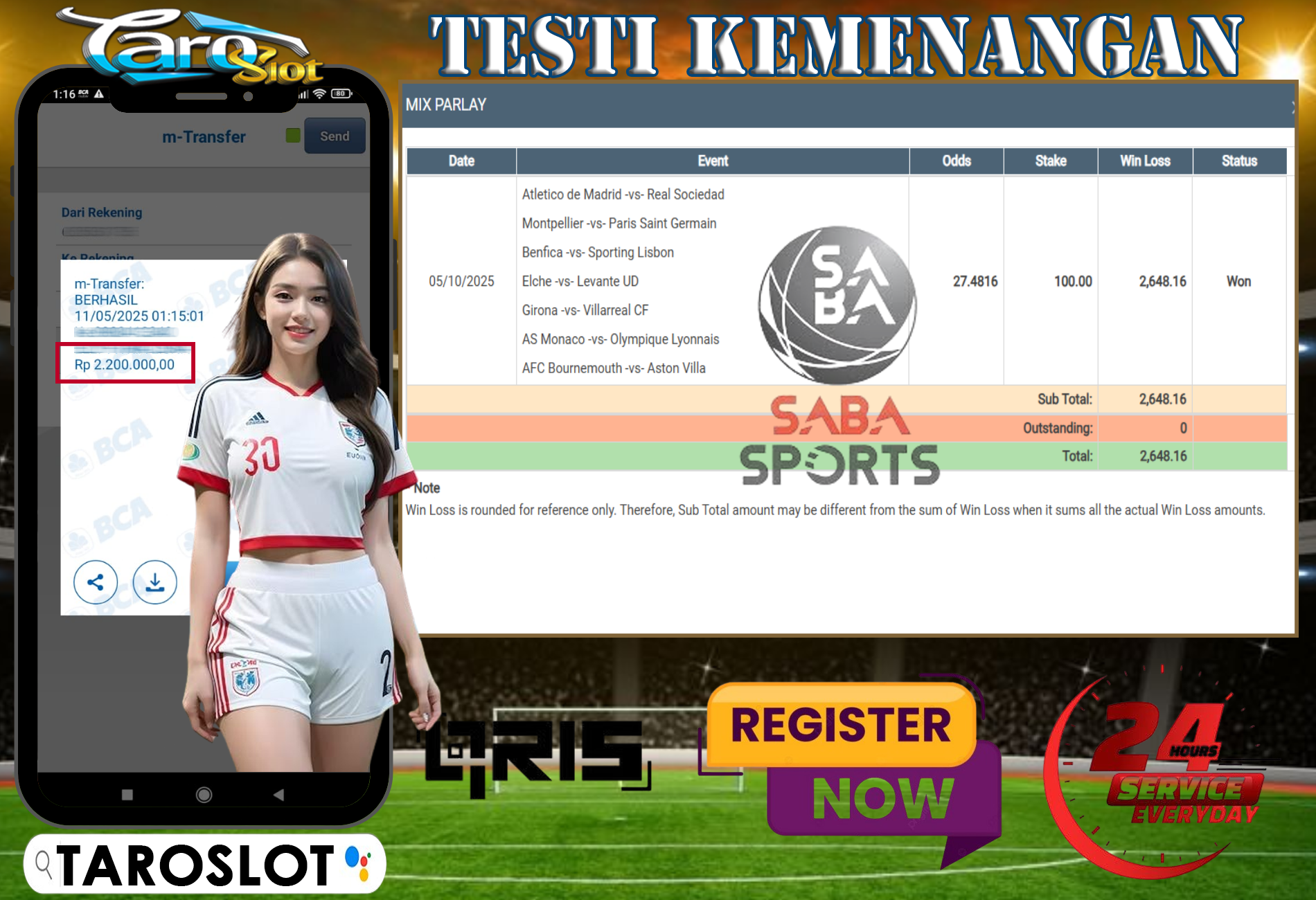 TAROSLOT : Bukti Kemenangan MixParlay Saba Sport