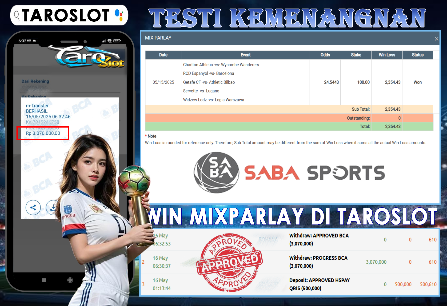 TAROSLOT : Bukti Kemenangan Mix Parlay Saba Sports