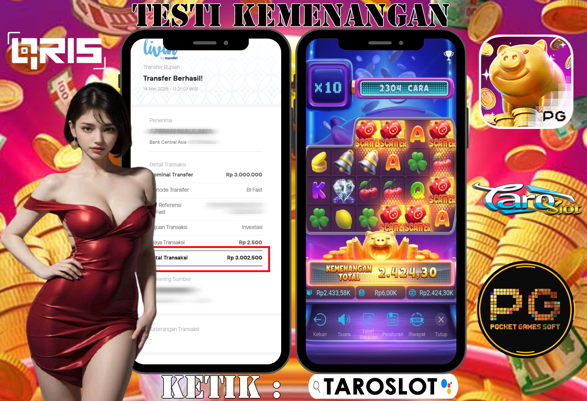 TAROSLOT : Bukti Kemenangan Lucky Piggy PG Soft