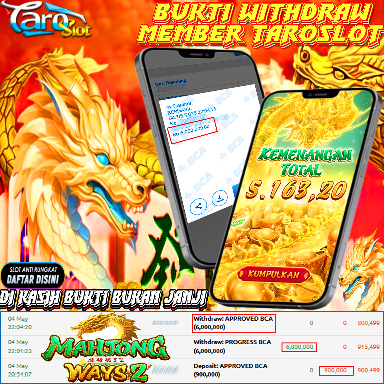 TAROSLOT: Bukti Kemenangan Member Mahjong Ways 2