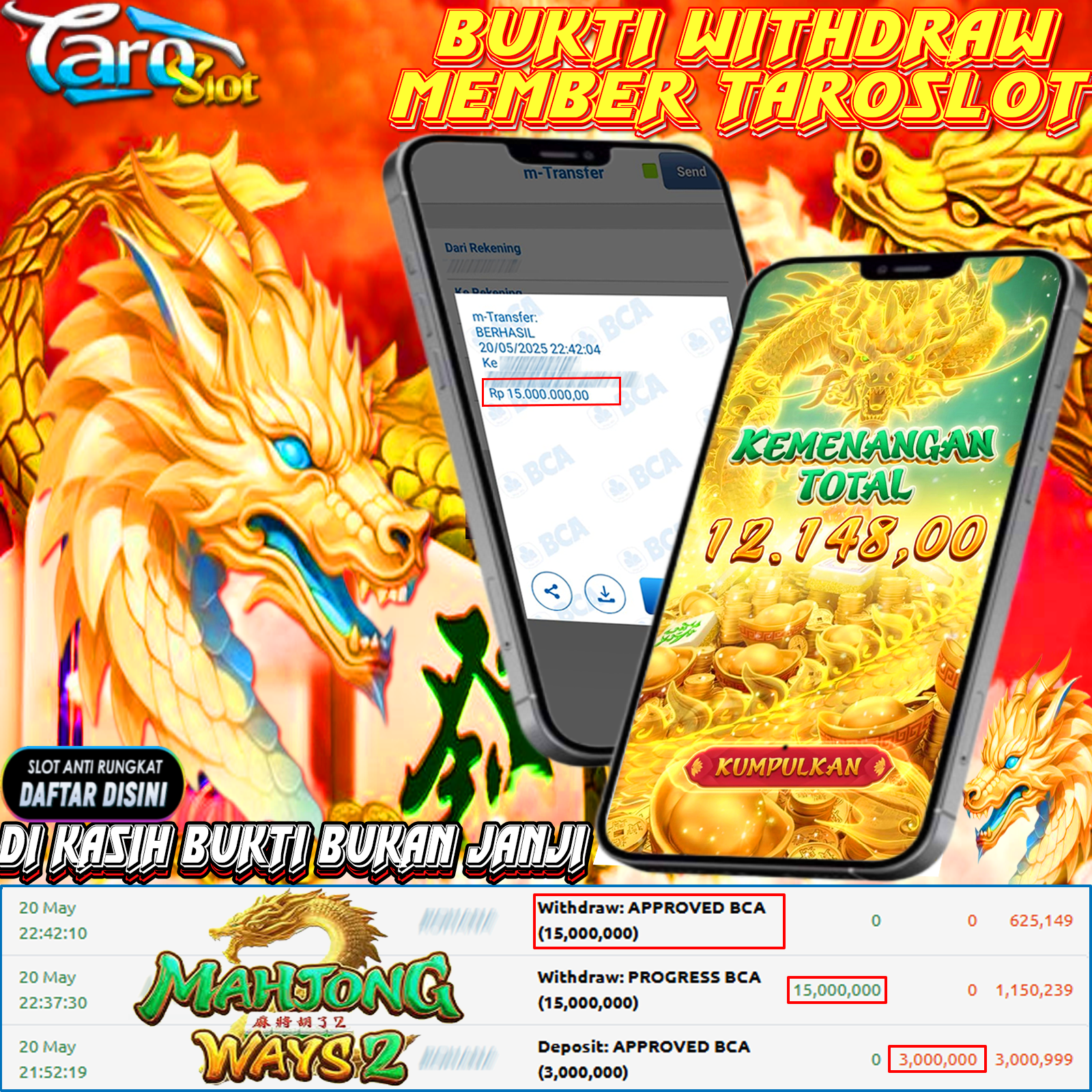 TAROSLOT: Bukti Kemenangan Member Mahjong Ways