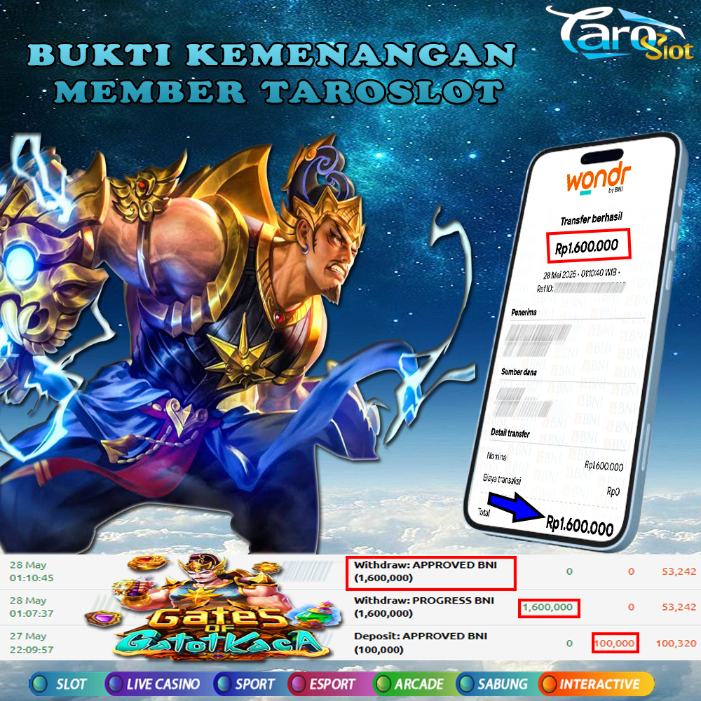 TAROSLOT: Bukti Kemenangan Member Gates Of Gatot Kaca