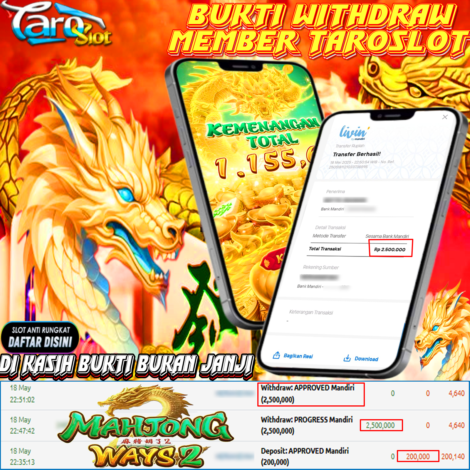 TAROSLOT: Bukti Kemenangan Member Mahjong ways
