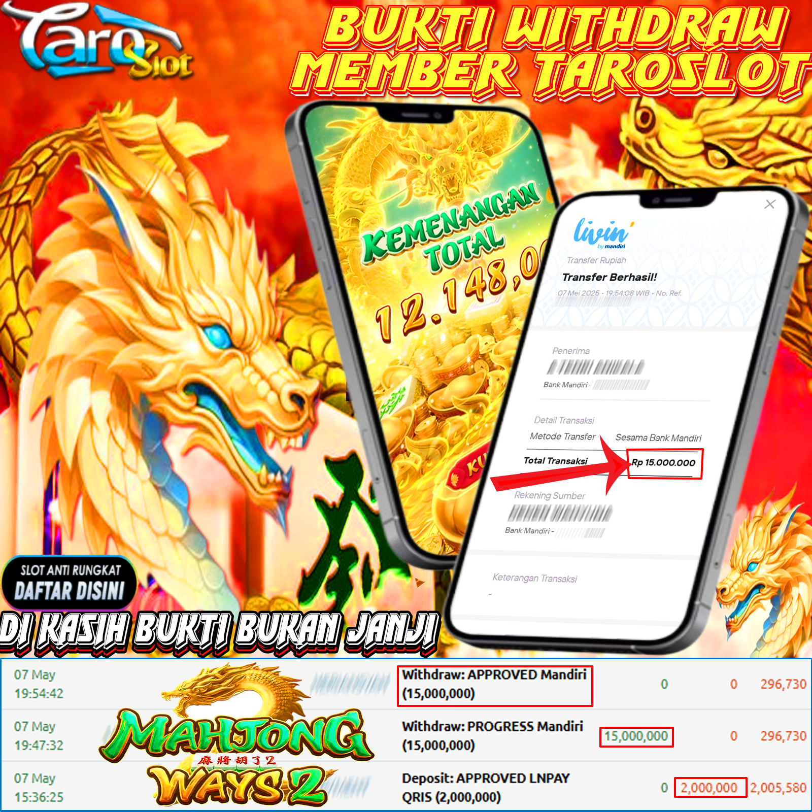 TAROSLOT: Bukti Kemenangan Member Mahjong Ways 2