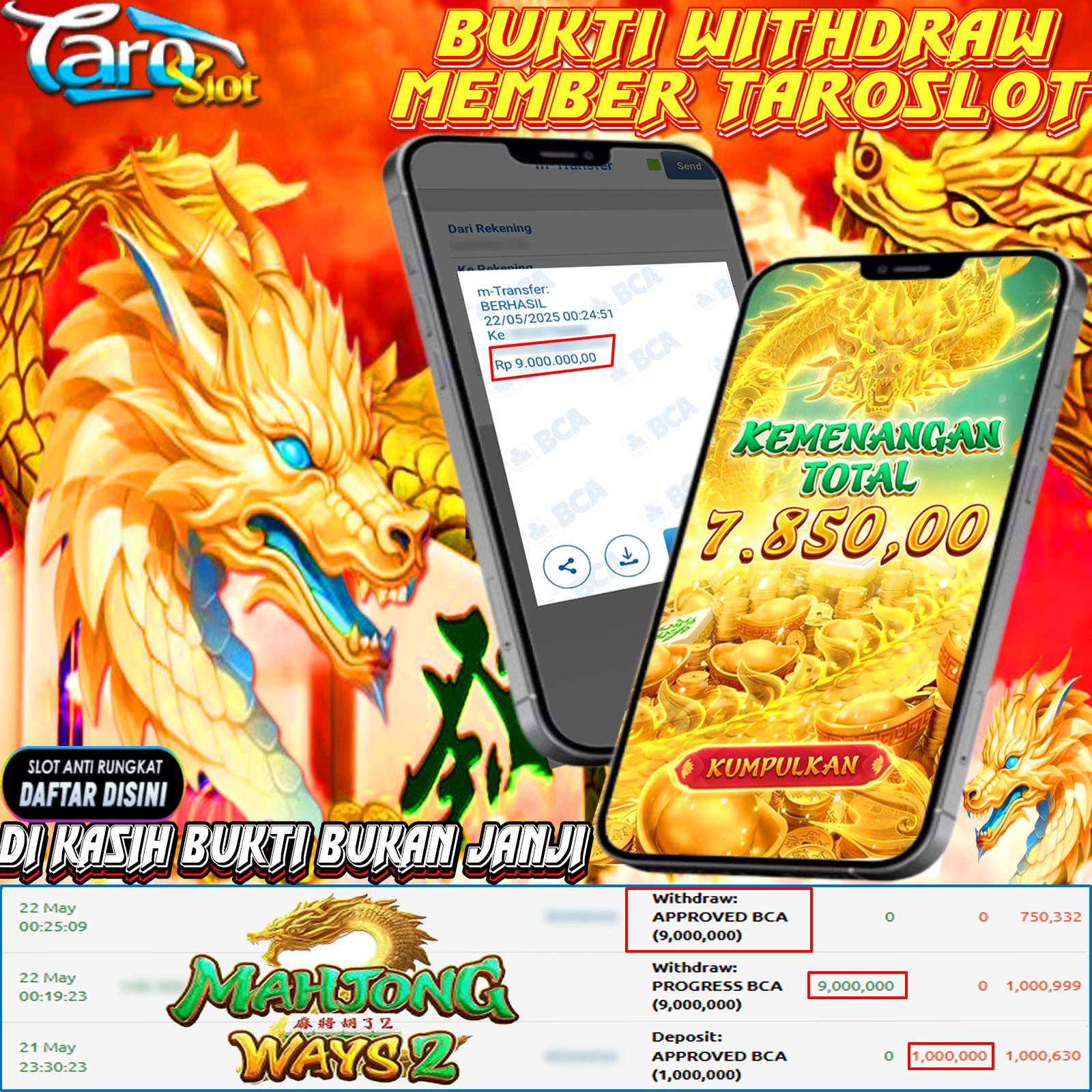 TAROSLOT: Bukti Kemenangan Member Mahjong Ways 2